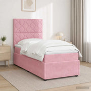 Letto box spring con materasso Rosa 80 x 200 cm Velluto 3454504