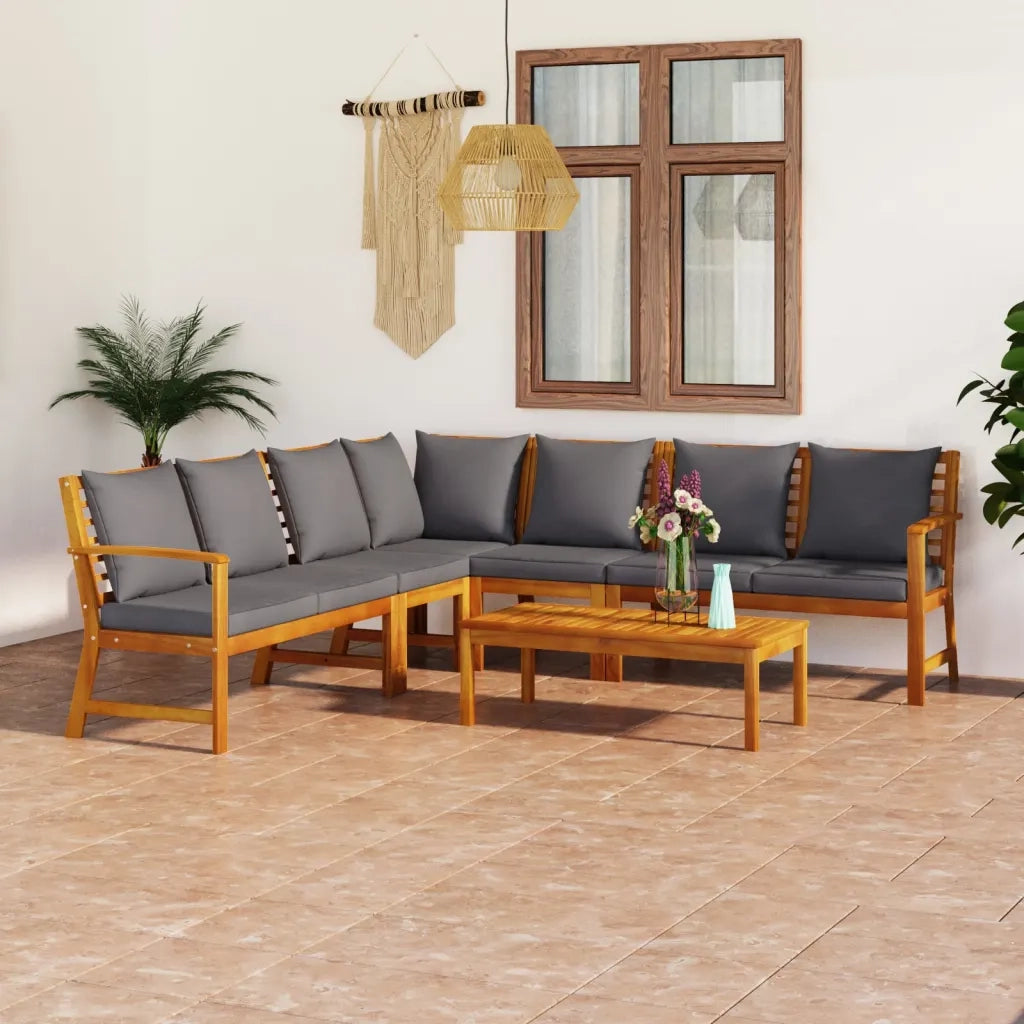 Set Divani da Giardino 6 pz con Cuscini in Massello di Acacia cod mxl 48111