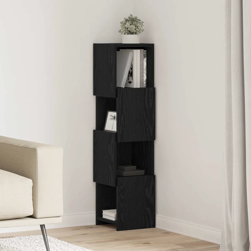 Mobile angolare 25,5x25x102cm Legno ingegnerizzato Rovere Nero 889806