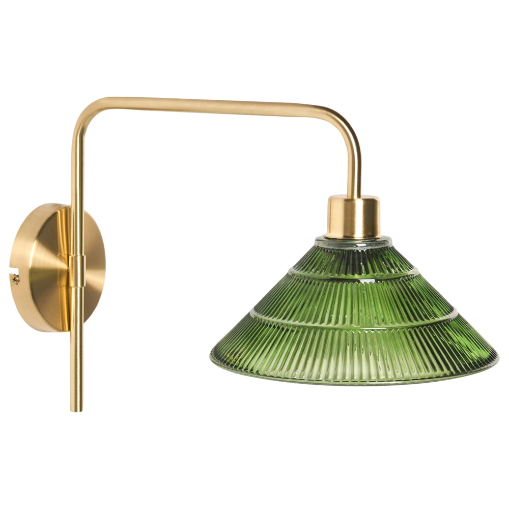 Set di 2 lampade da parete Glam Base in metallo dorato Paralume in vetro verde Camera da letto Soggiorno Moderno Glam