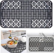 Mat di detersivo per lavandino in acciaio inossidabile - 66 x 35 cm - nero