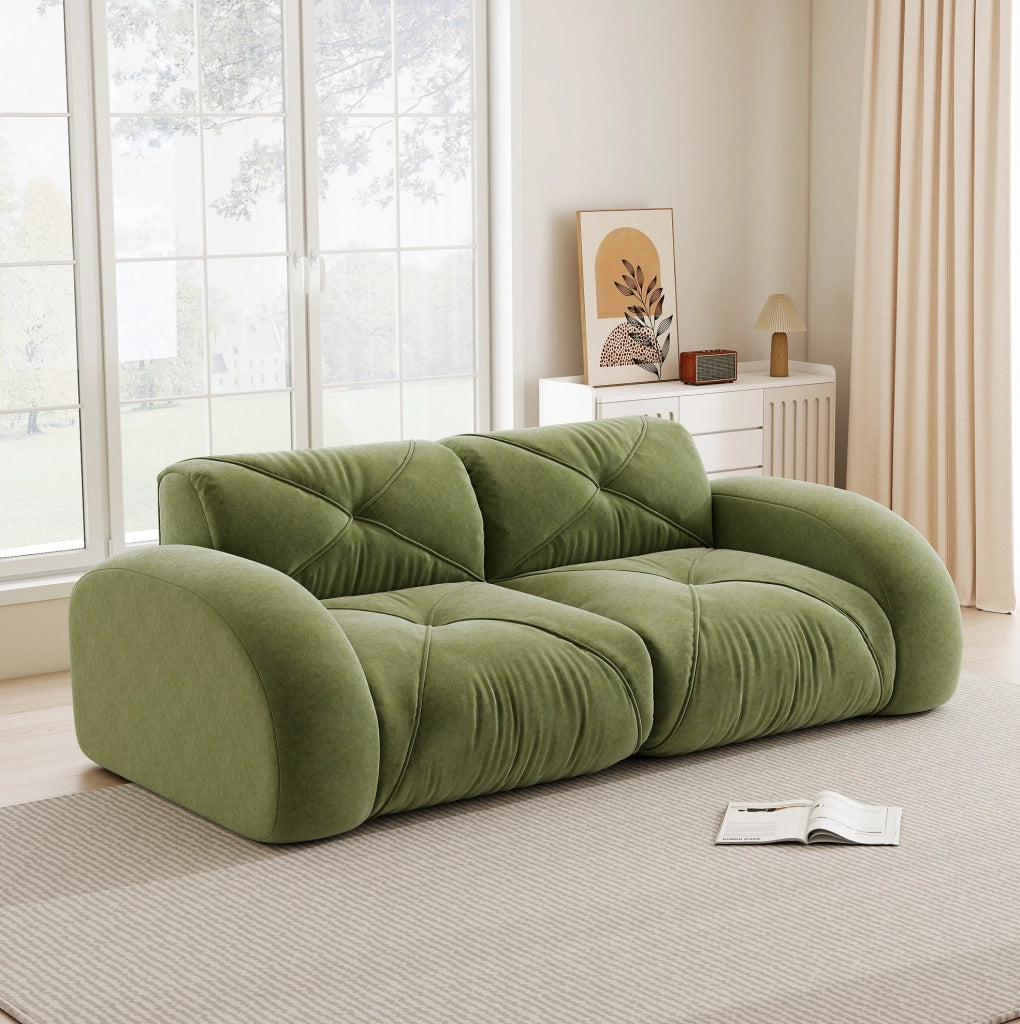 Divano modulare senza struttura 204x95x76 cm in chenille verde con imbottitura in schiuma 32D