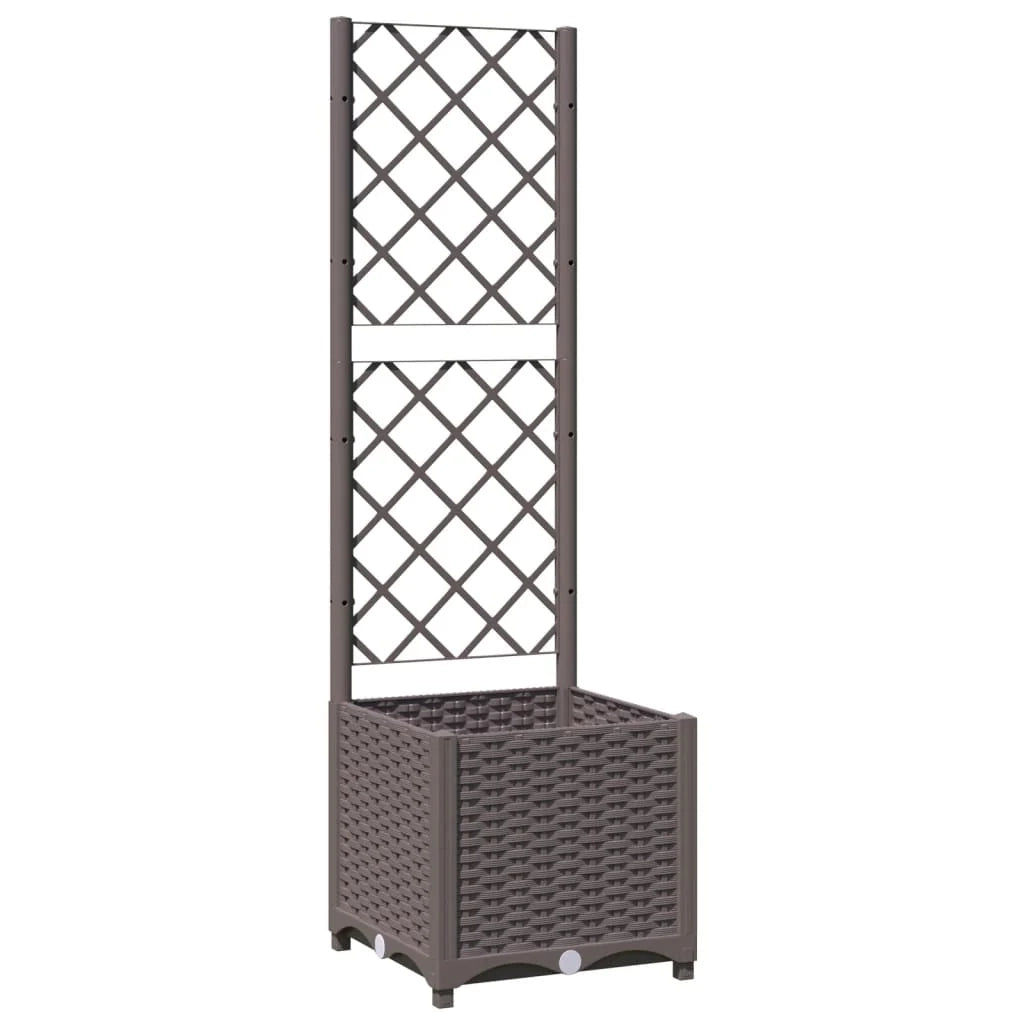 Fioriera rialzata per piante fiori terrazza giardino con traliccio 40 x 40 x 136 cm PP marrone 02_0038288