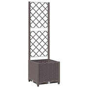 Fioriera rialzata per piante fiori terrazza giardino con traliccio 40 x 40 x 136 cm PP marrone 02_0038288
