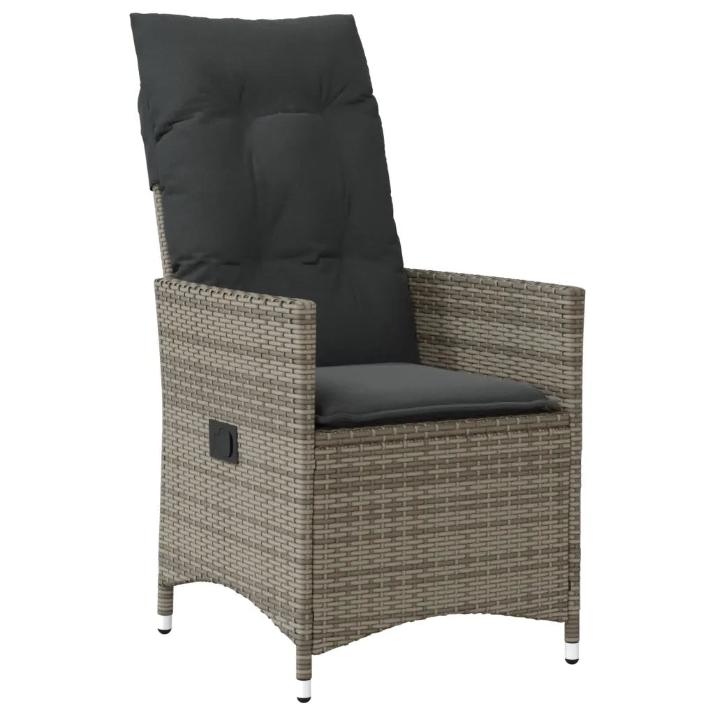 Set da Pranzo da Giardino 7 pz con Cuscini in Polyrattan Grigio