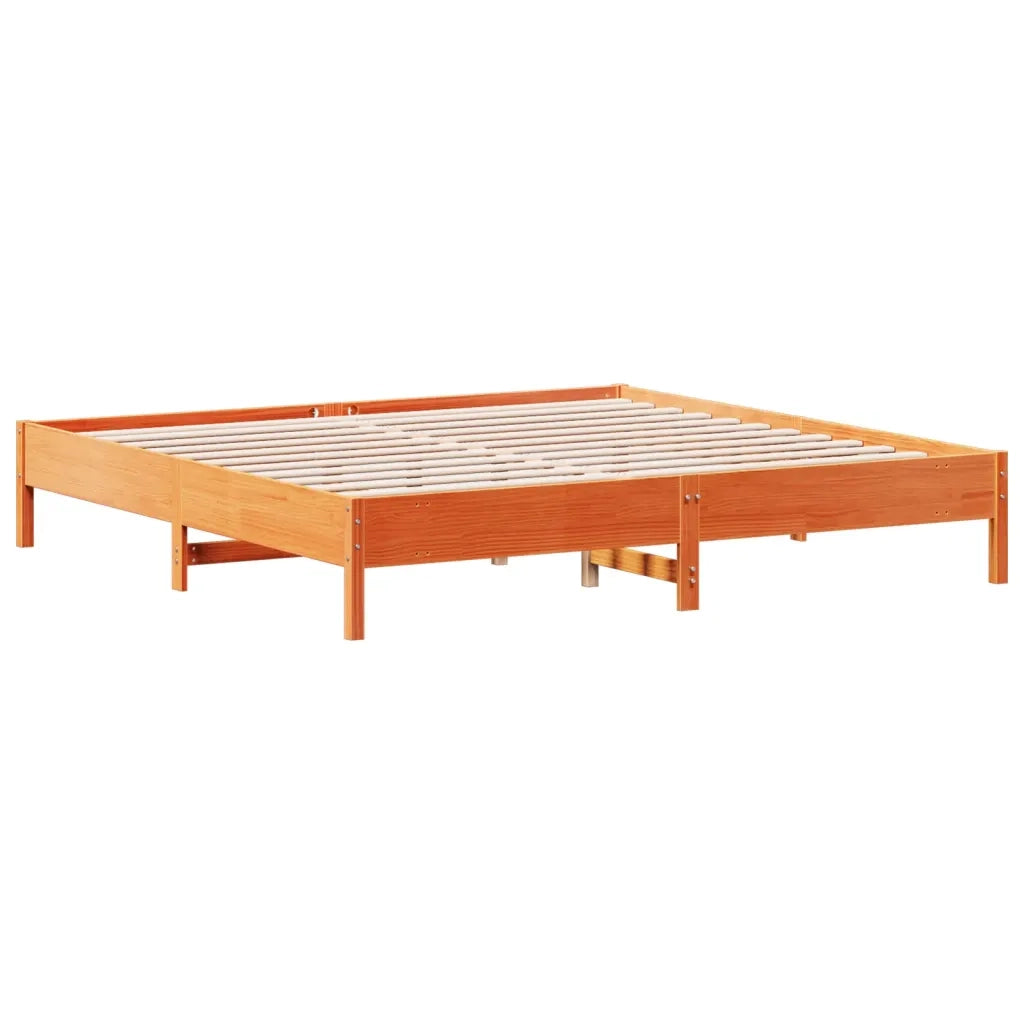Letto senza Materasso Marrone Cera 200x200 cm in Legno di Pino