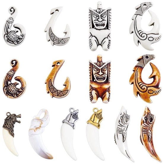 Amuleto Vintage Vishaak - Charms Bohémien - Pendente per Uomo/Donna - Dimensioni 74,5 x 22,5 x 13 mm