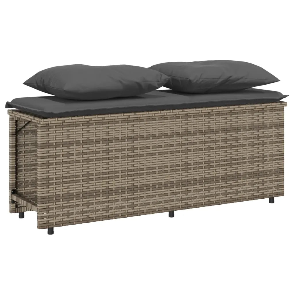 Set da Pranzo da Giardino 3 pz con Cuscini in Polyrattan Grigio