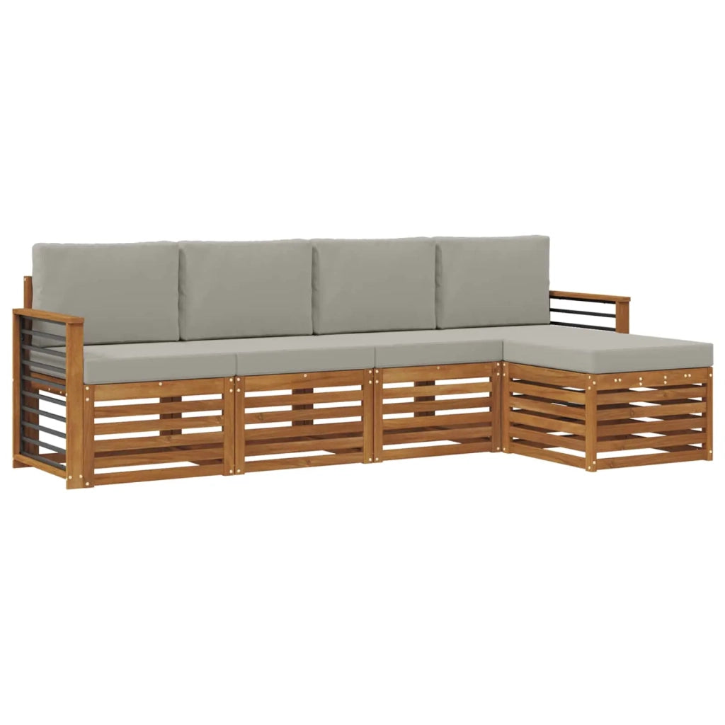 Set divani con cuscino 5 pcs Grigio Naturale e Chiaro 3374661