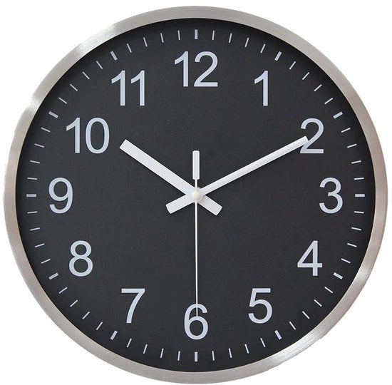 Orologio a Parete Radiocomandato 30 cm Silenzioso Orologio a Parete Senza Suono di Giro, Moderno Orologio a Batterie per Casa, Cucina, Salotto, Ufficio, Decorazione da Parete (Nero)
