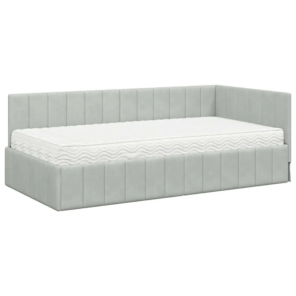 Struttura Letto Angolare con Materasso 2 pcs Grigio chiaro