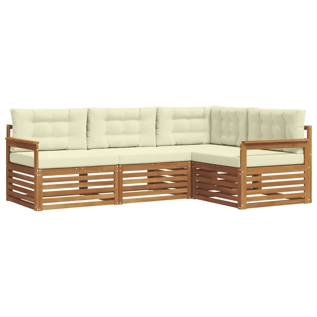 Set di divani da esterno con cuscino 4 pcs Naturale e Crema