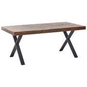 Tavolo da pranzo in legno di pino scuro MDF 180 x 90 cm Gambe stabili in metallo nero Sala da pranzo Soggiorno Stile industriale