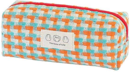 Etui per pennarelli con tasca, dimensioni 20 * 9 * 8 cm, etui con tasca, la tasca per cartelle è piccola e carina e può essere utilizzata come tasca per trucco, tasca per denaro, tasca per chiavi (colore arancione)