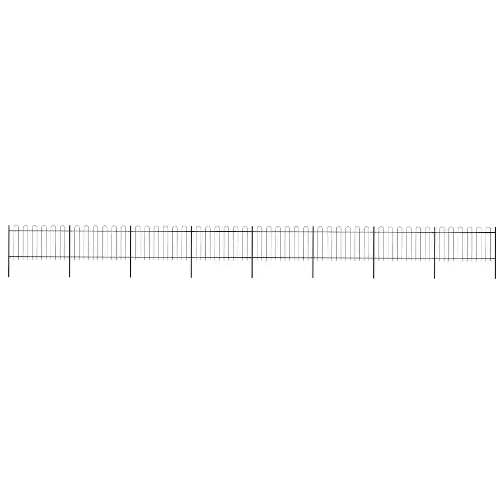Recinzione da Giardino con Parte Superiore ad Anello in Acciaio 1339x100 cm Nera 277663