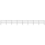 Recinzione da Giardino con Parte Superiore ad Anello in Acciaio 1339x100 cm Nera 277663