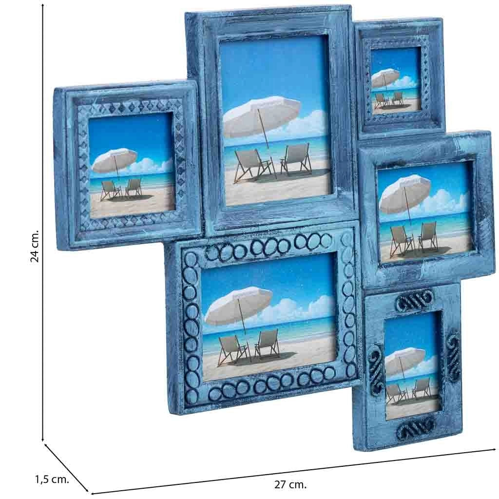 Cornice portafoto in legno blu, 27x1,5x24h cm