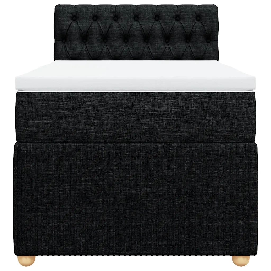 Giroletto a Molle con Materasso Nero 90x200 cm in Tessuto
