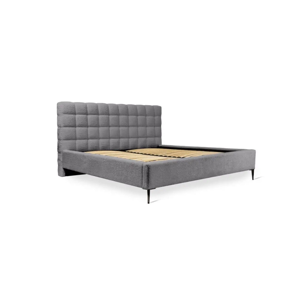 Letto MILLIO – Grigio antracite – 180x200 cm – Tessuto bouclé chenille – Rete inclusa – Comfort alberghiero 5 stelle