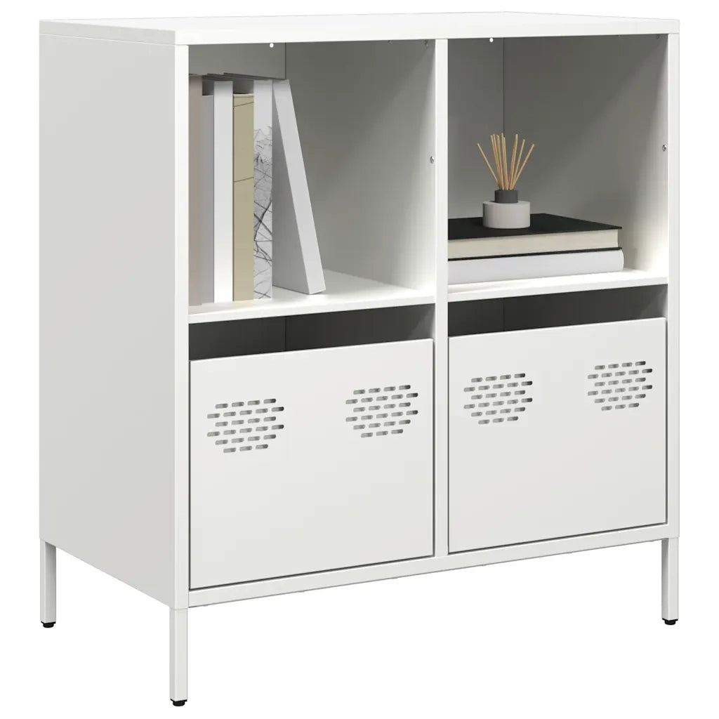 Credenza Bianca 68x39x73,5 cm in Acciaio Laminato a Freddo 851363