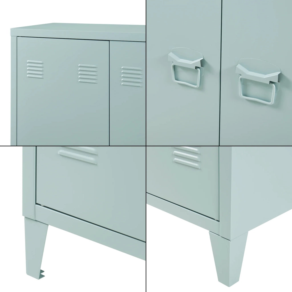 Armadietto da ufficio in metallo con 2 ante 110 x 75 x 33 cm grigio blu 03_0009178