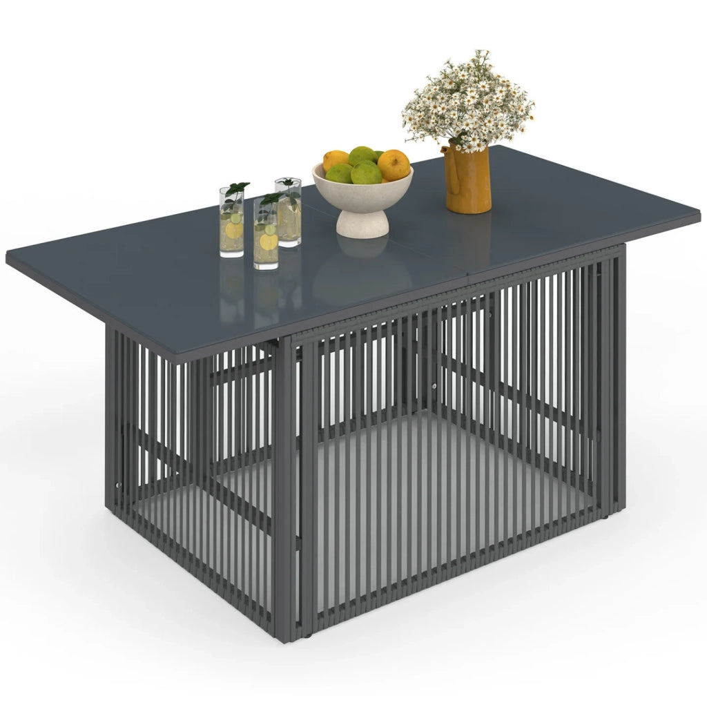 IDMarket - Tavolino rettangolare alzabile da giardino 100 cm Struttura in metallo RIO e cordoncino grigio antracite