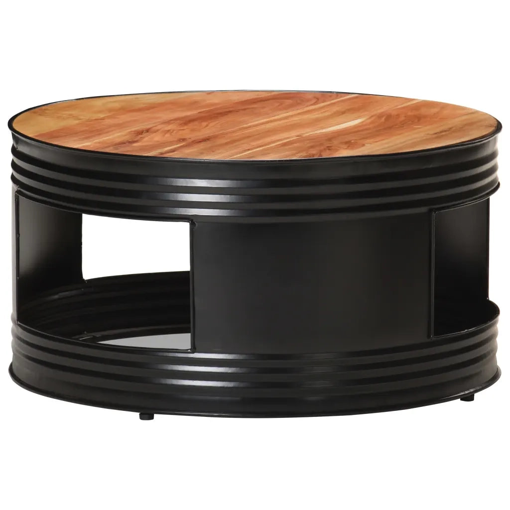 Tavolino da Salotto Nero 68x68x36 cm in Massello di Acacia 321933