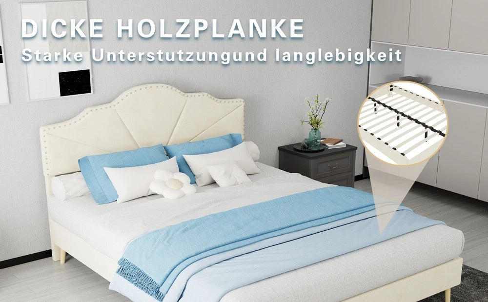 Letto Contenitore Imbottito ¨C MINIMAL ¨C Beige, 140x200, con materasso