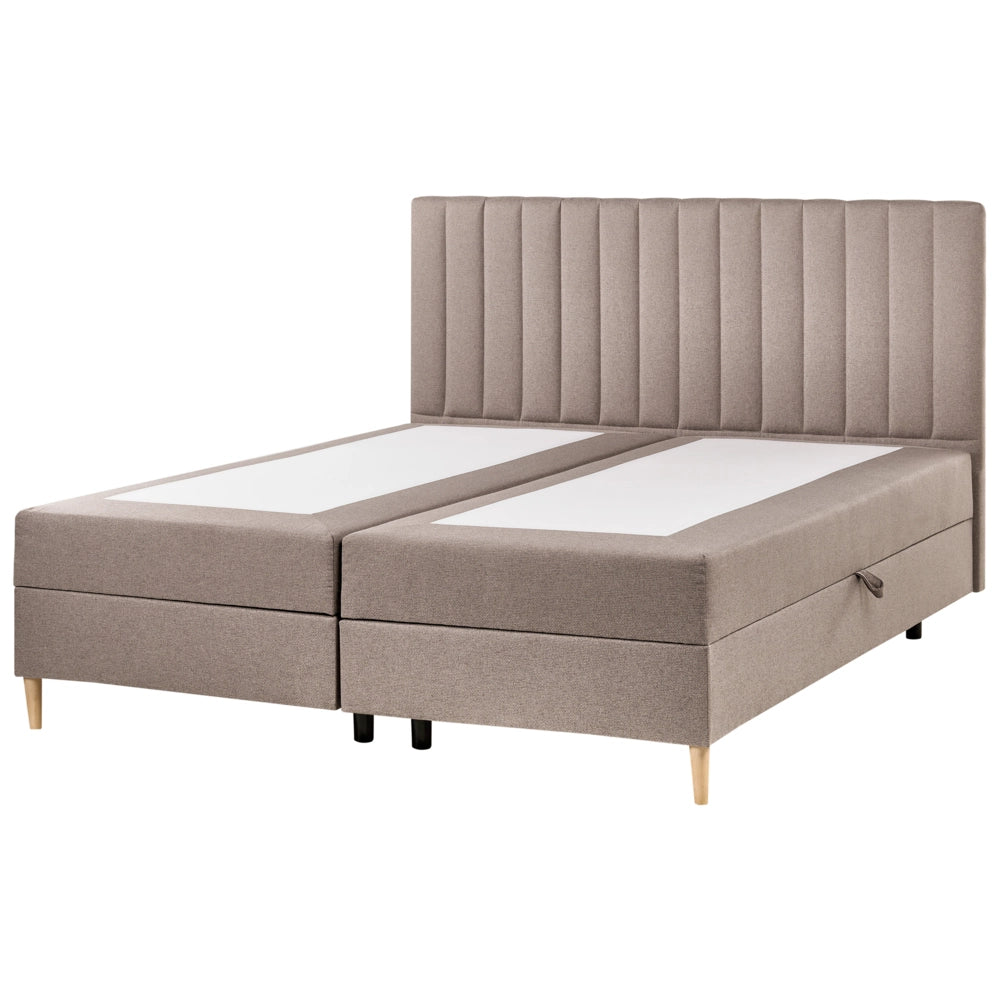 Divano letto matrimoniale con contenitore sollevabile imbottito con testiera 180 x 200 cm tortora