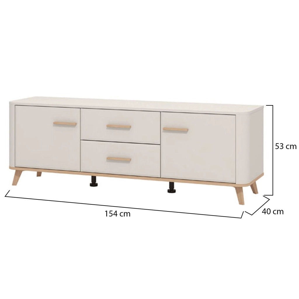 Terento, Mobile Porta tv 2 Cassetti, 154x40x52.5h cm Beige