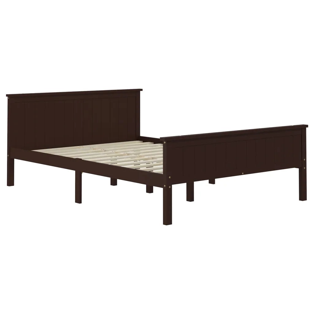 Letto matrimoniale | Letto per adulti | Giroletto Marrone Scuro in Legno Massello di Pino 160x200 cm