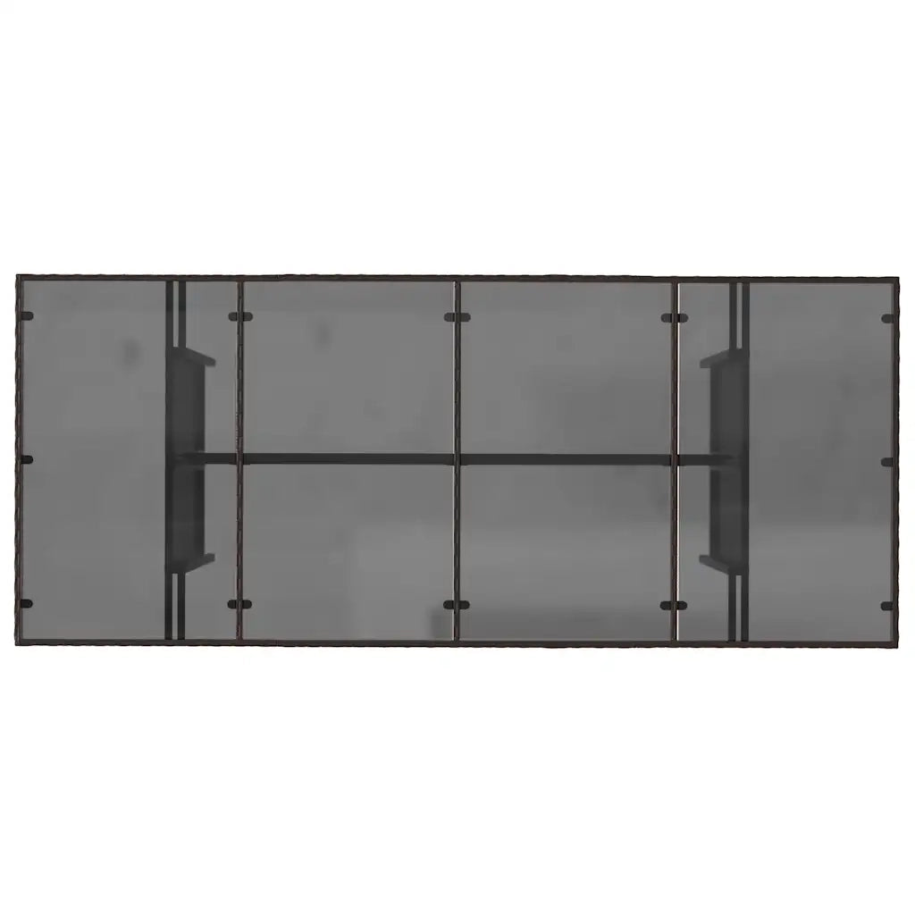 Tavolo Giardino | Tavolino da esterno Piano in Vetro Marrone 190x80x75cm Polyrattan