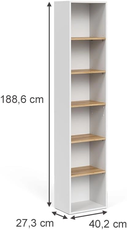 Armadio per il bagno Viktor, Bianco/Artisan, 40.2 x 188.6 cm, utilizzabile per la conservazione verticale di accessori da bagno