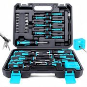 Set di chiavi a magnete da 43 pezzi (con scatola di conservazione), comprensivo di chiave piatta, chiave a croce, chiave a stella, Torx e chiave a precisione, con funzione di magnetizzazione e demagnetizzazione, attrezzi da uomo (blu).