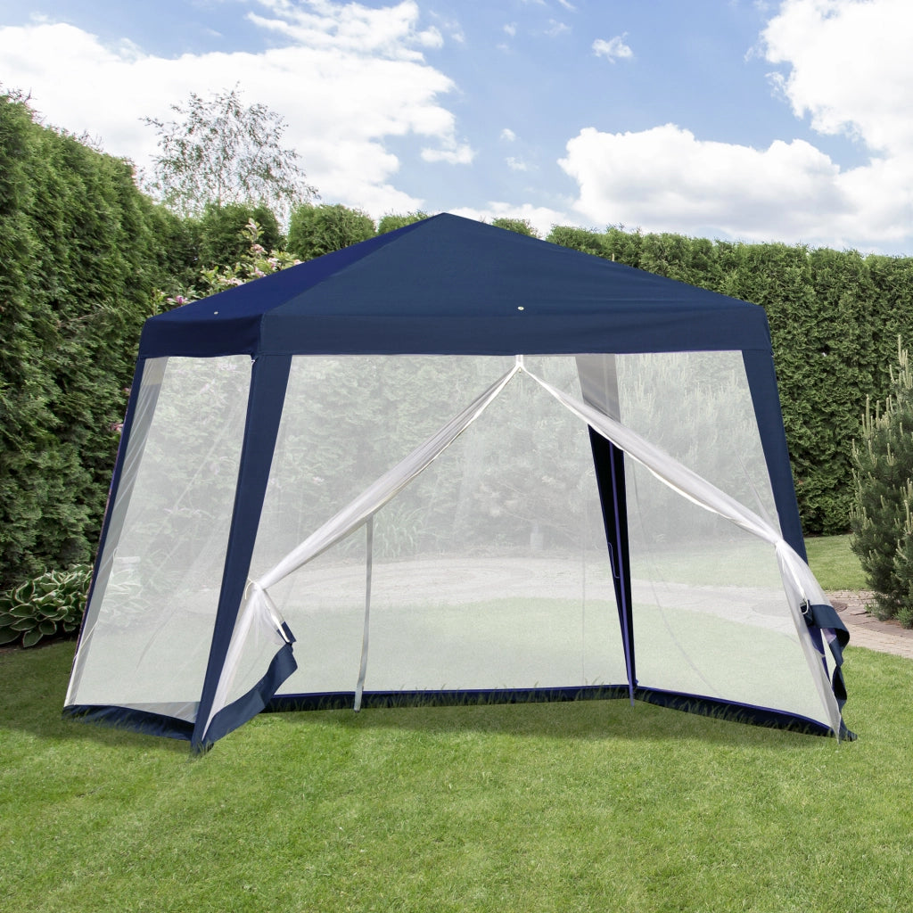 Gazebo da giardino ¨C zephmum ¨C blu metallo poliestere 3x3 m