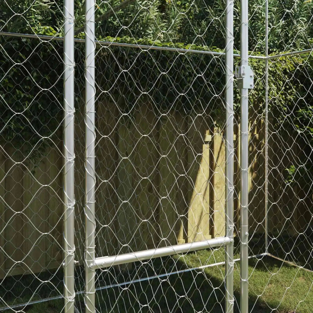 Gabbia per Cani con Tetto Argento 400 x 200 x 256 cm 3368298
