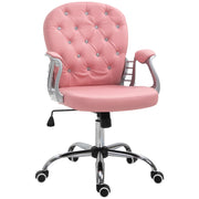 Sedia da ufficio, sedia direzionale, schienale ergonomico imbottito, rosa, PU, 59,5 x 60,5 cm, 95-105 cm