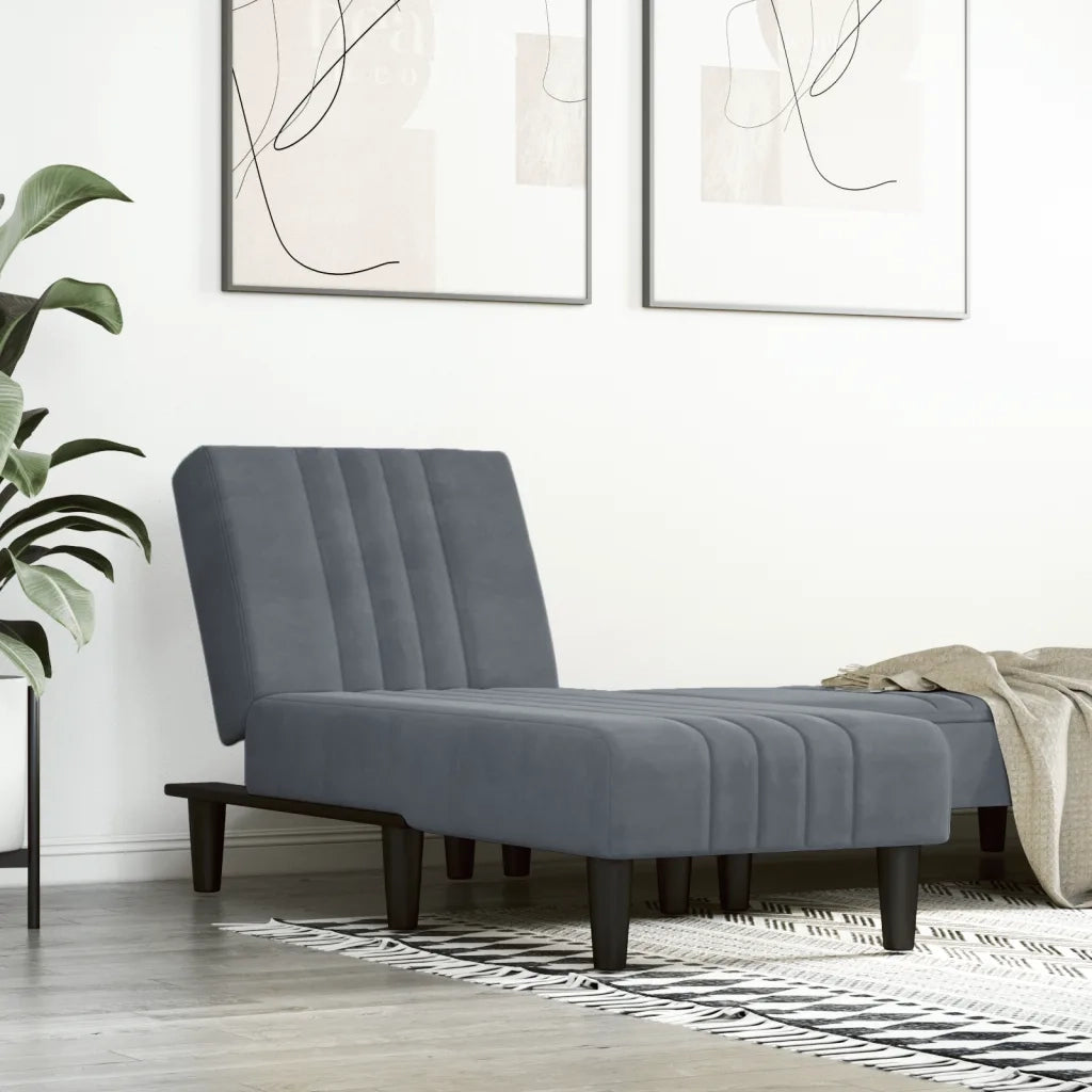 Chaise Longue in Velluto Grigio Scurocod mxl 94633