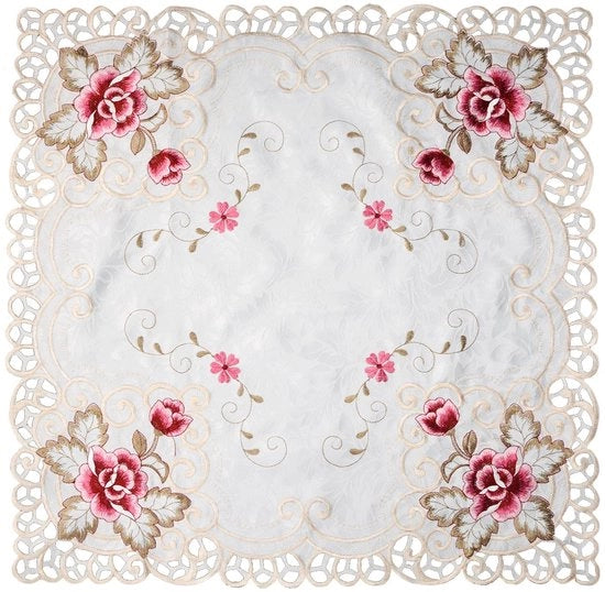Tavola quadrata 60 x 60 cm - Tasca per tavola - Effetto bordi - Stile vintage - Leggero - Materiale ecologico - Tovaglia per tavola