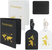 Set di 3 Porta Passaporto in Pelle Finta - Porta Passaporto Multifunzionale - Kit di Carte - Impermeabile - Disegno Oro - Porta Documenti da Viaggio