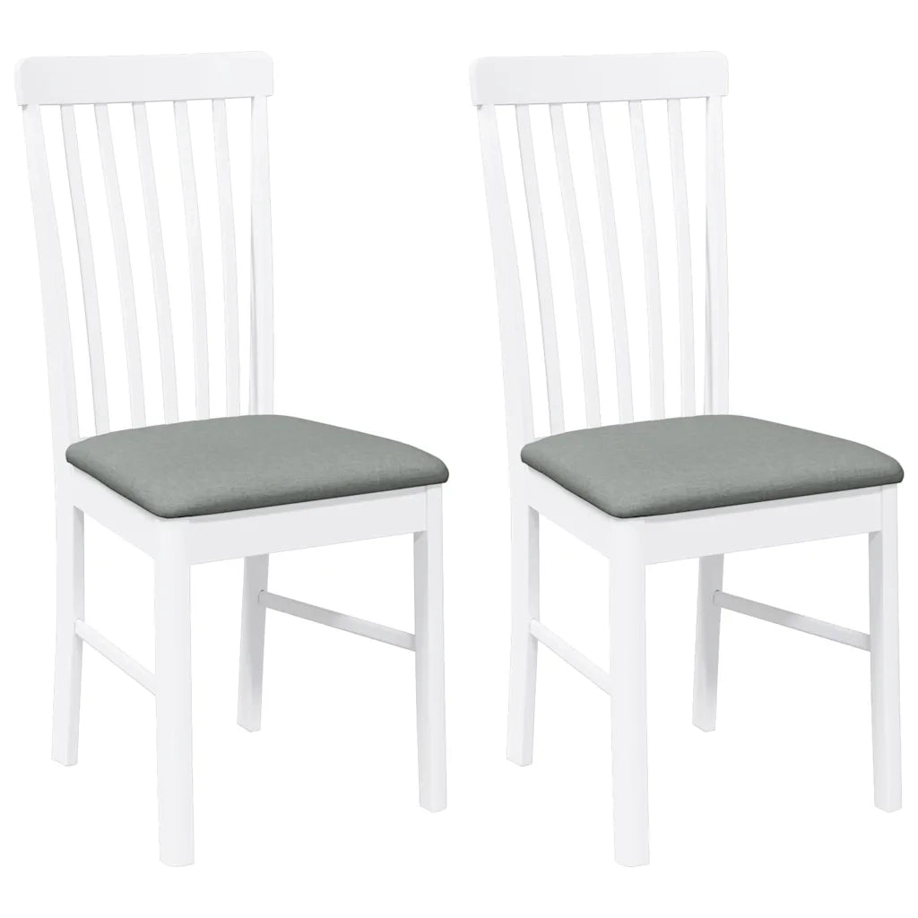 vidaXL Sedie da Pranzo con Cuscini 2 pz Bianco Legno Massello di Hevea