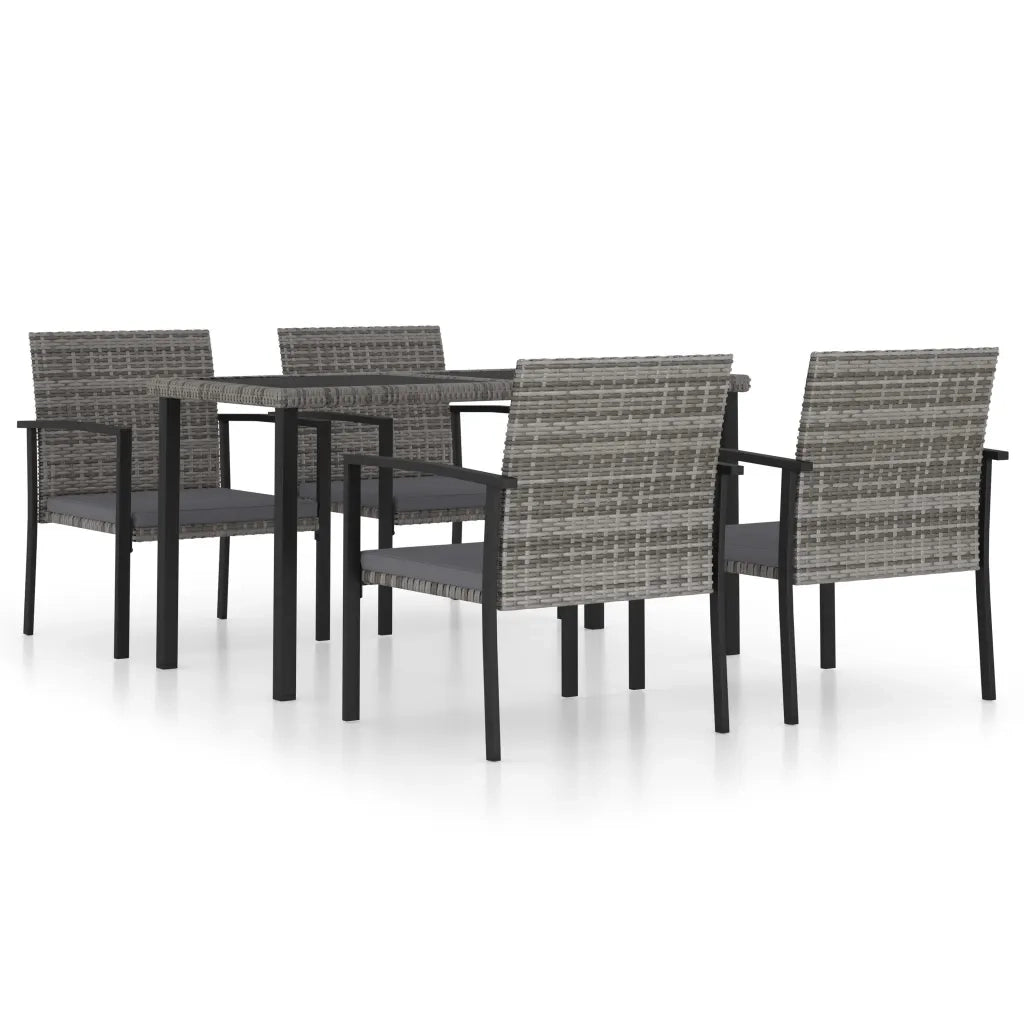Set da Pranzo da Giardino 5 pz in Polyrattan Grigio 3065713