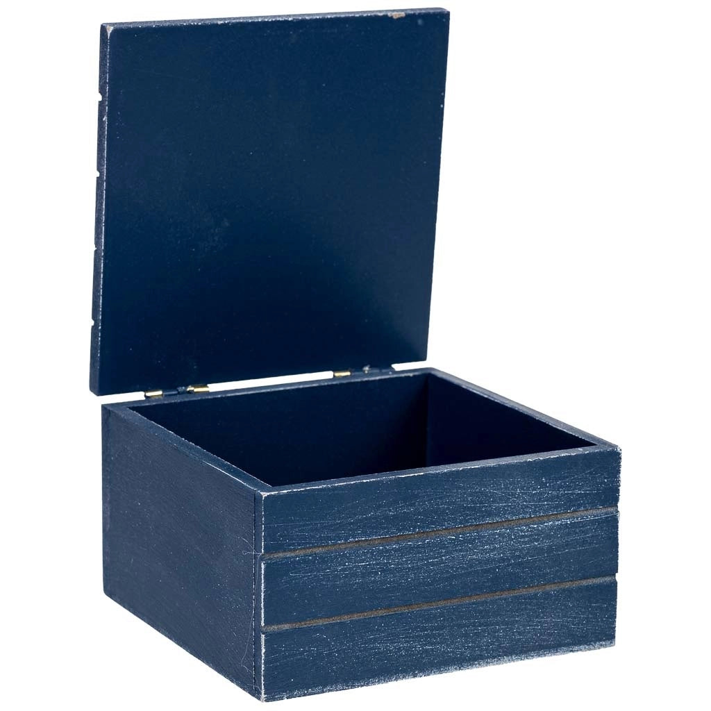 Scatola decorativa in legno con conchiglia blu, 13,5 x 13,5 x 9 cm