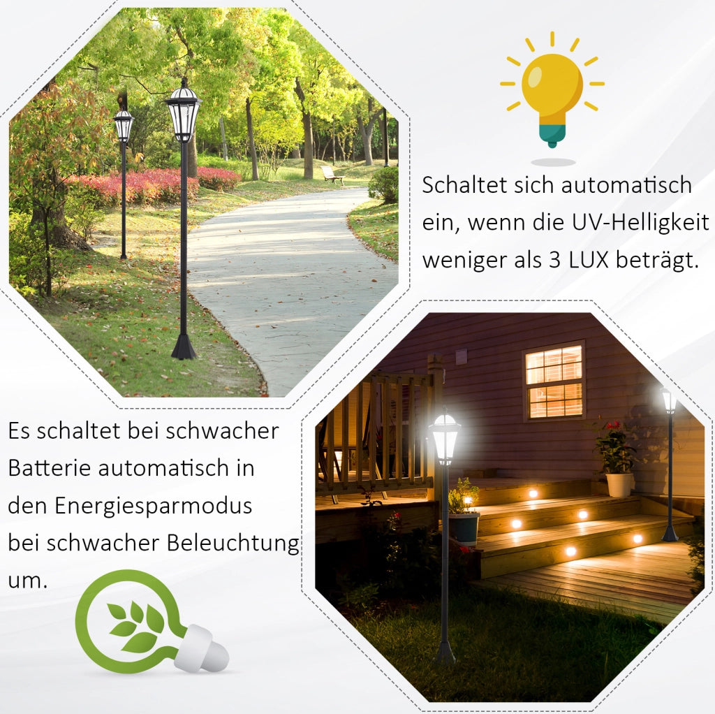 Set di 2 lanterne solari LED da giardino IP44 nere