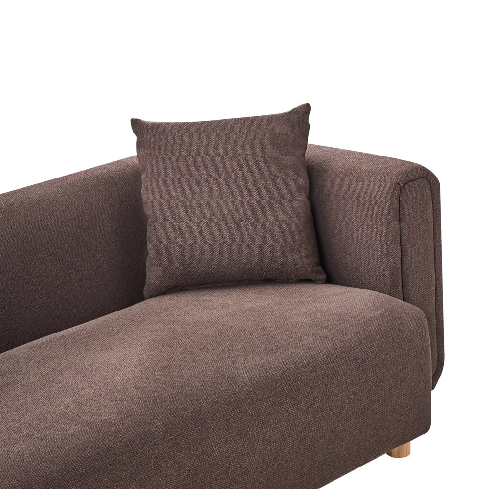 Divano a 2 posti in tessuto Marrone scuro Gambe in legno di gomma Tessuto intrecciato Moderno