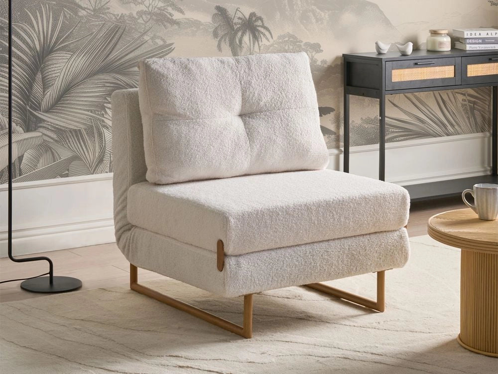 Divano letto singolo Boucle S per 1 persona Pieghevole bianco pieghevole camera ospiti