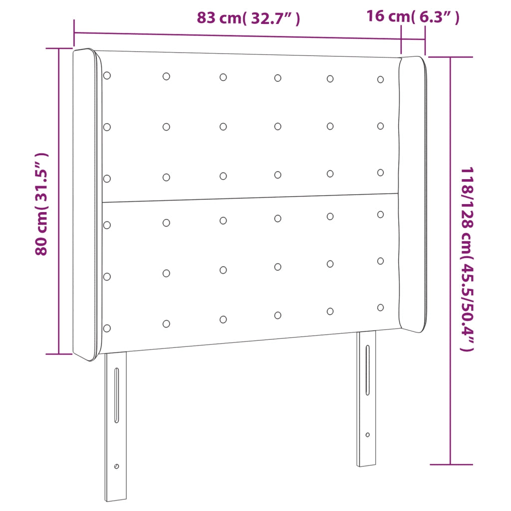 Testiera | Testata a LED Marrone Scuro 83x16x118/128 cm in Tessuto