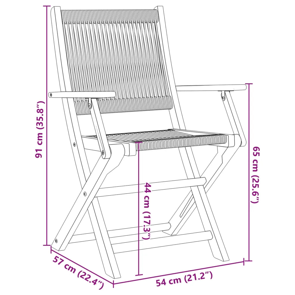 Sedie da Giardino Pieghevoli 4pz Nere Legno Massello di Acacia 3214565