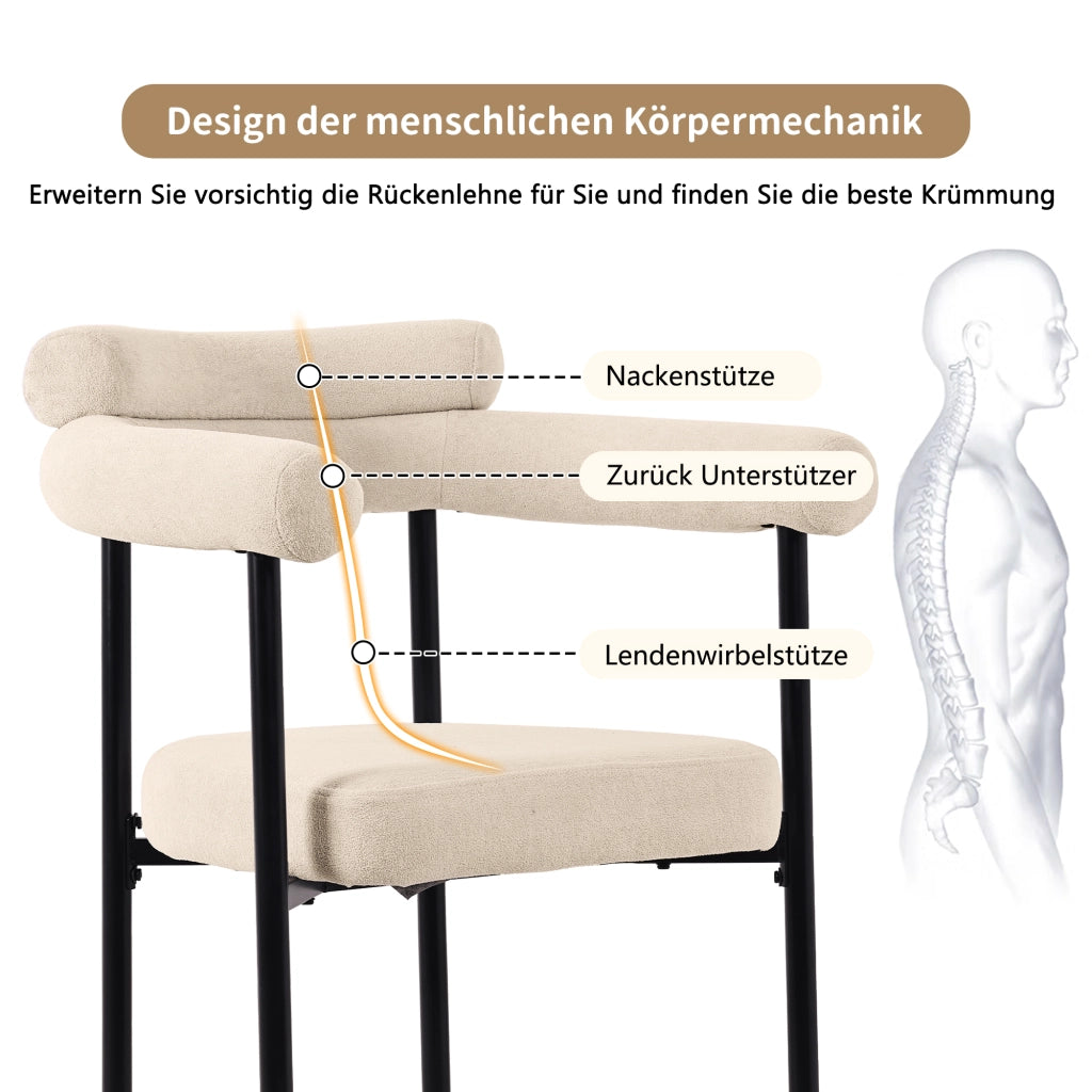 SEDIA imbottita in tessuto beige con struttura in ferro