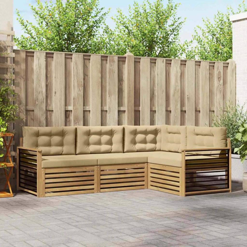 Set di divani da esterno 5 pcs Bianco e Beige Poliestere 3390418